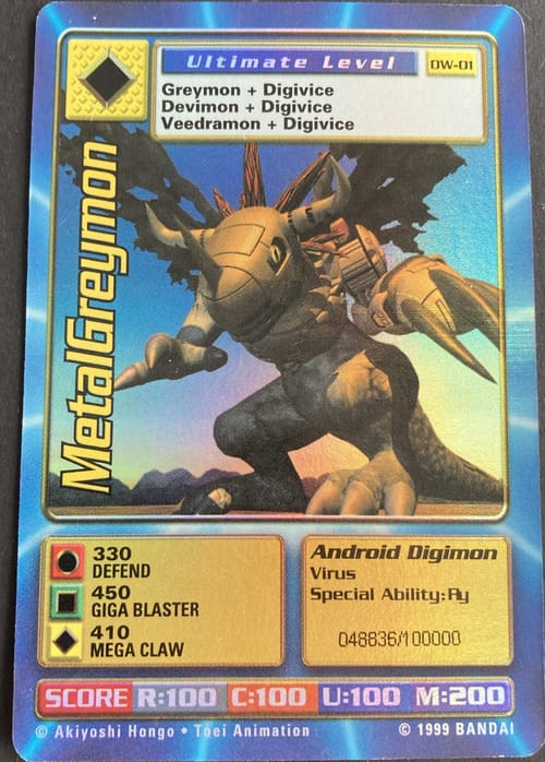 Dritte Fassung: die US-Beilage zu „Digimon World", unten rechts mit Seriennummer